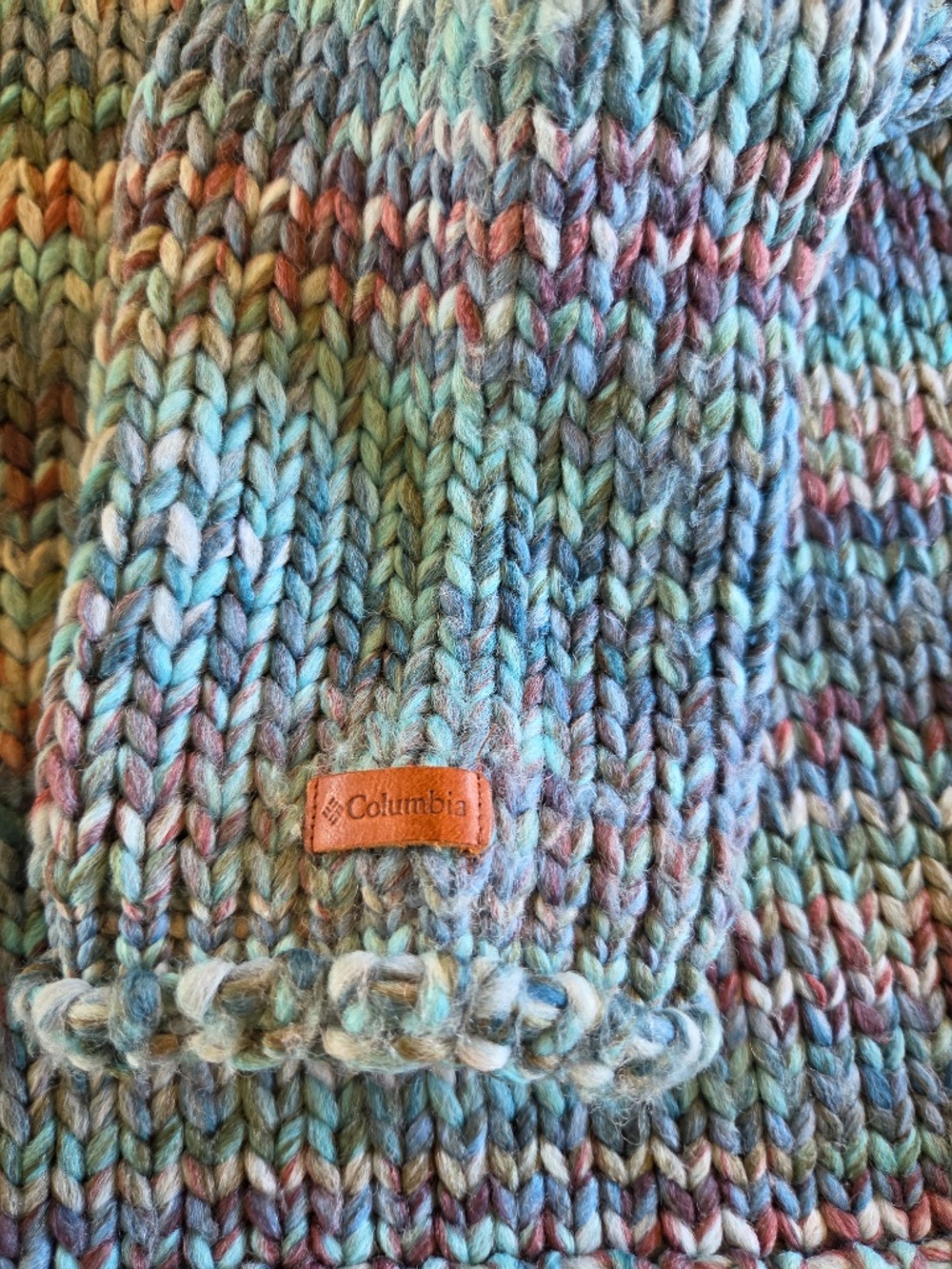 Columbia wool blend sweater L boxy chunky knit roll hem turtleneck cottage core - Picture 10 of 10